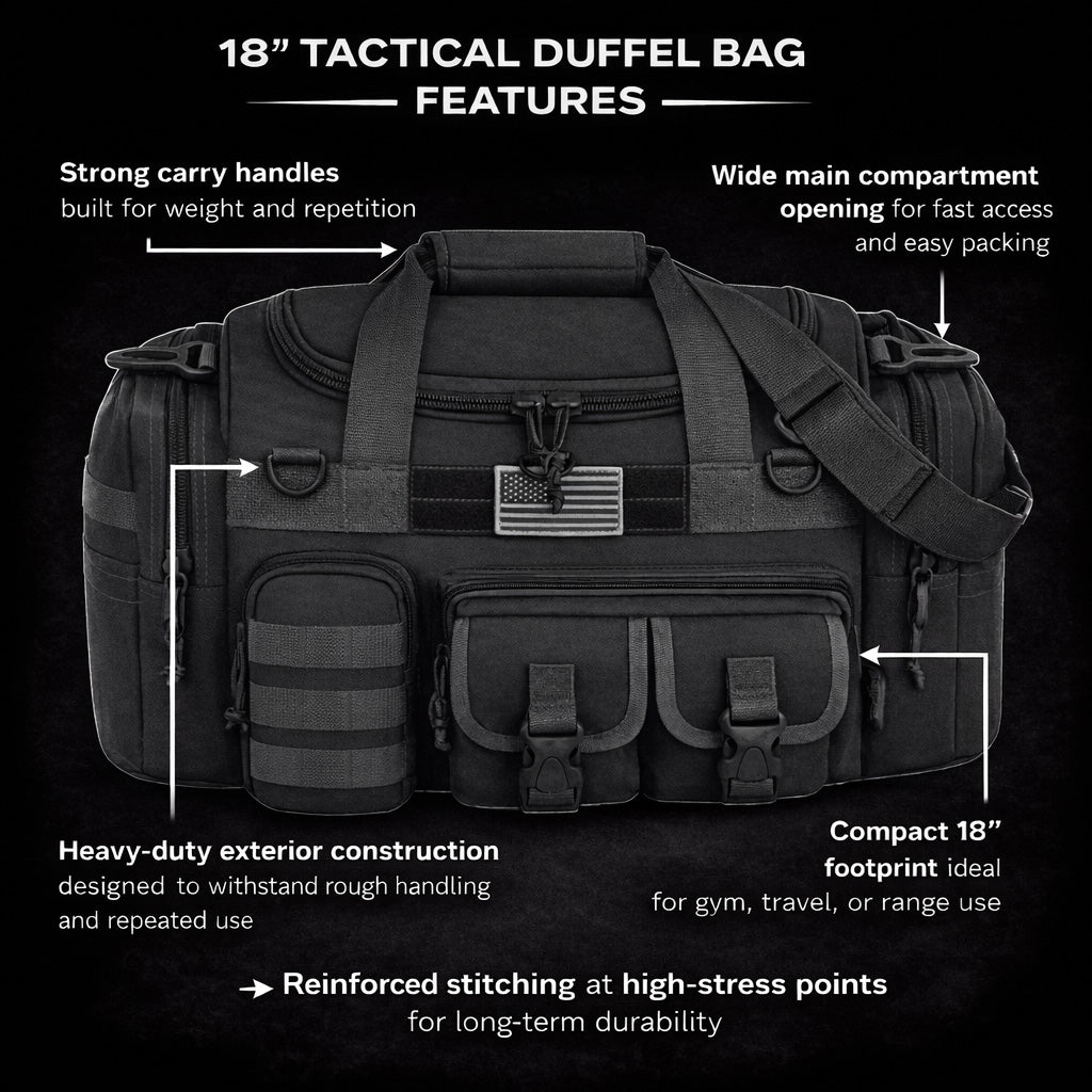 Shadow Gear SGD18 Tactical Duffel Bag (18") - Heavy Duty Travel
