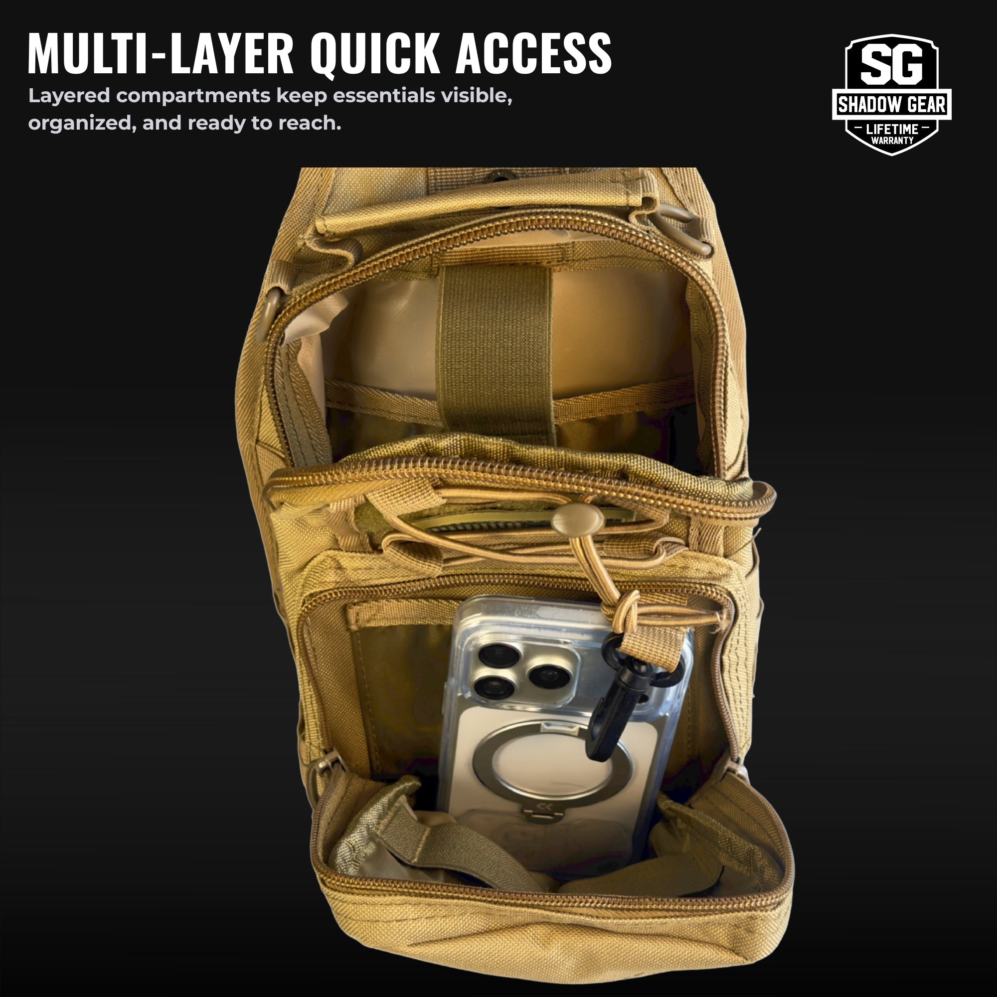 Shadow Gear SG717 Tactical Utility Sling - EDC Chest Shoulder Bag