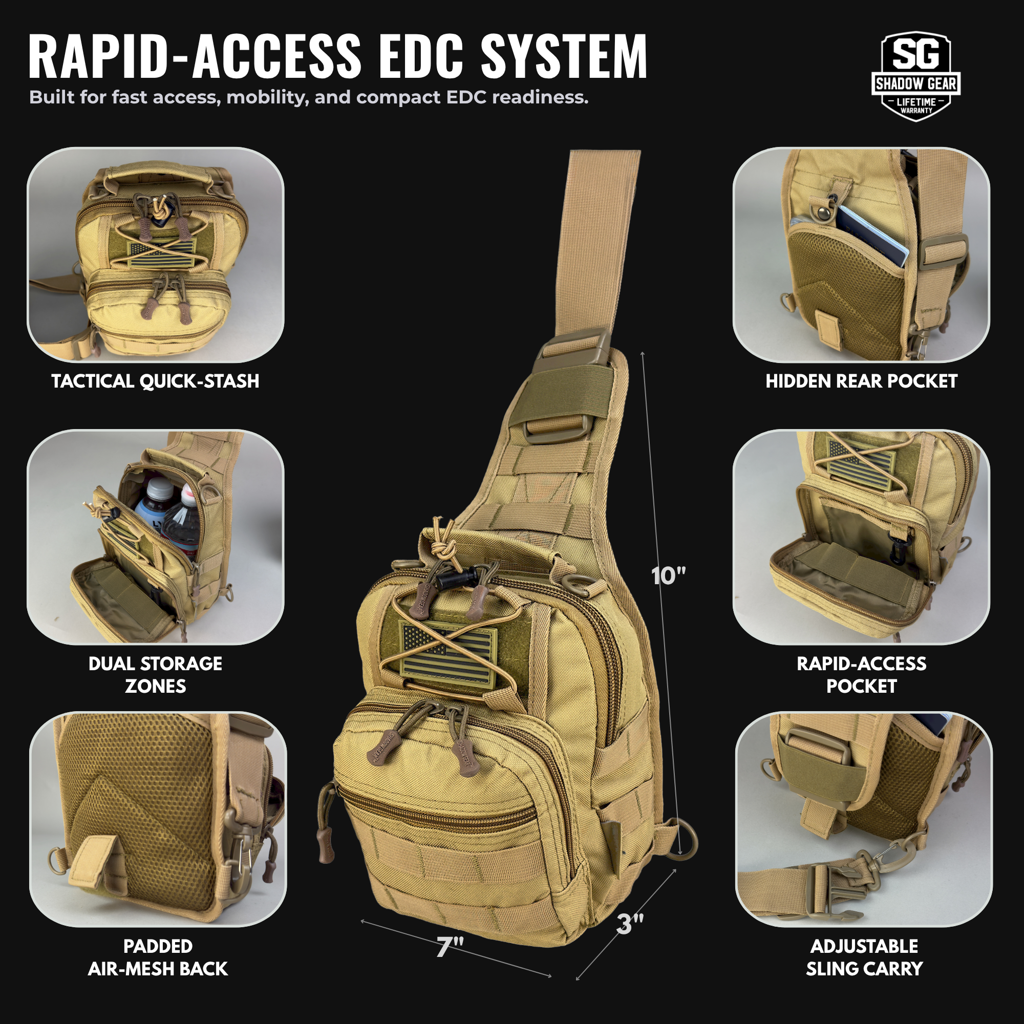 Shadow Gear SG717 Tactical Utility Sling - EDC Chest Shoulder Bag