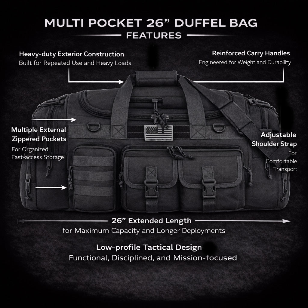 Shadow Gear SGD26 Tactical Duffel Bag (26") - Heavy Duty Travel